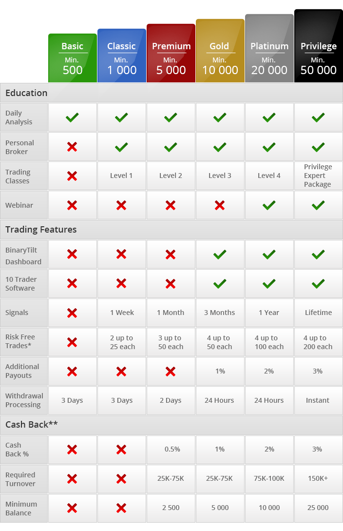 BinaryTilt  Trading Account Types